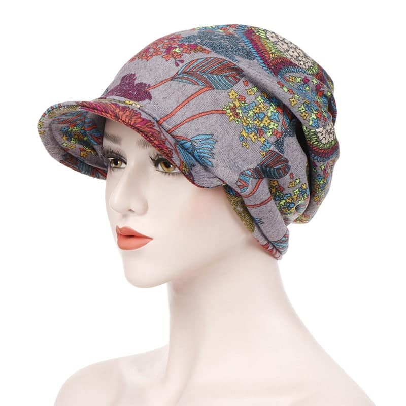 Ophélie Cap Chemo Scarf För Kvinnor Grå Mönstrad