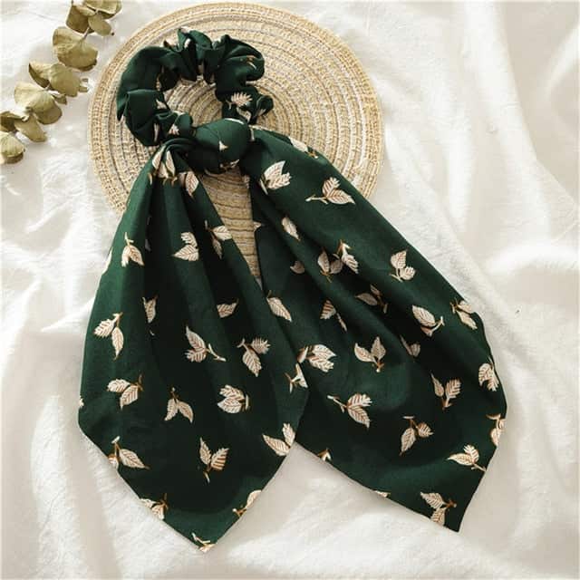 Scrunchy Grön Scarf Crazy Leaves