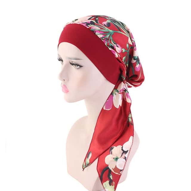 Angélique Lång Röd Chemo-Scarf - Blommig