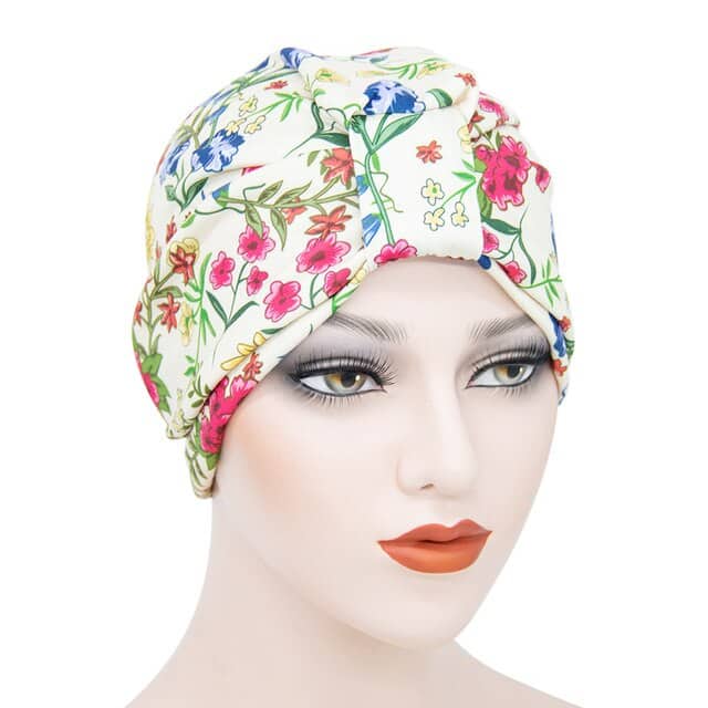 Fallow Cap Scarf Modern Kemoterapi Vit Grädde Mönstrad Hår