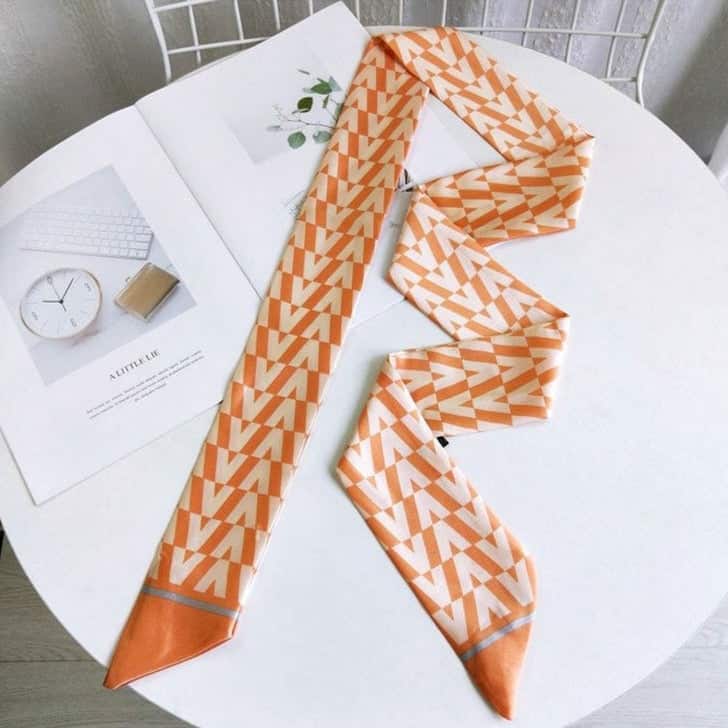 Orange Scarf Bälte - Fiskbensmönster