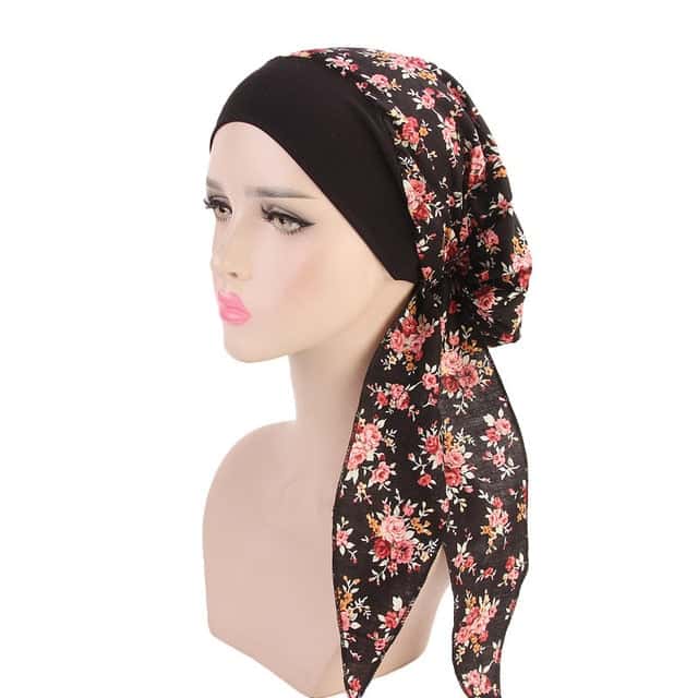 Laetitia Lång Svart Kemo-Scarf - Blommig