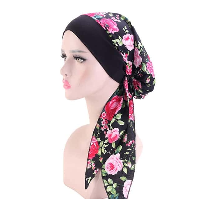 Stephanie Modern Kemo-Scarf För Kvinnor Svart Rosa Mönstrad
